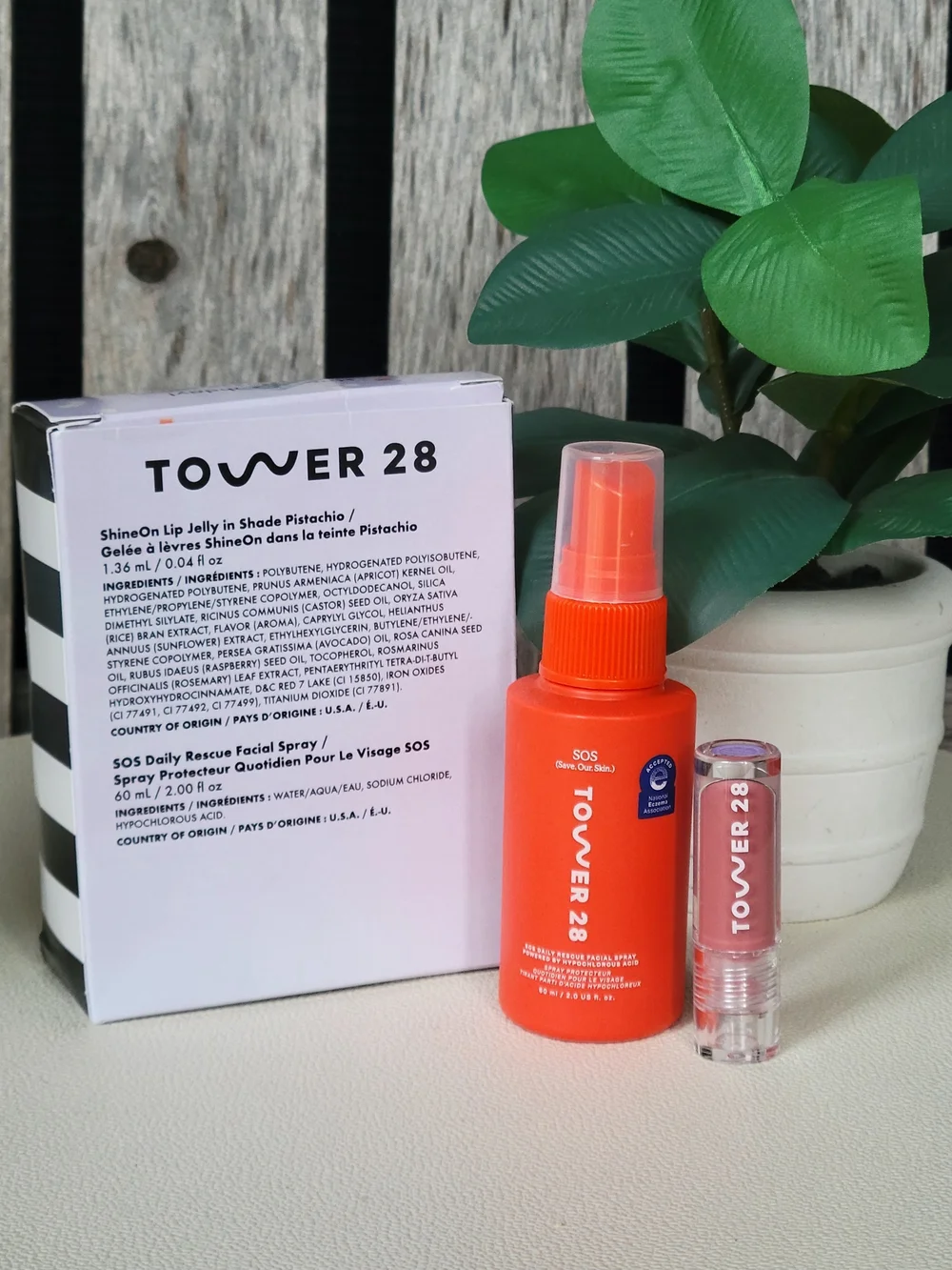 Tower 28 Facial Rescue Spray & Lip Gloss Duo — Pistachio